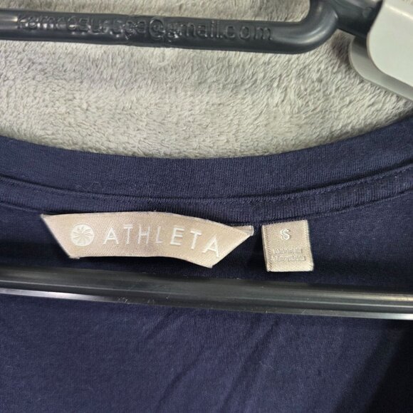 Womens Athleta Navy Sleeveless Side Ruched Midi Dress Modal Spandex Blend Size S - Picture 2 of 8